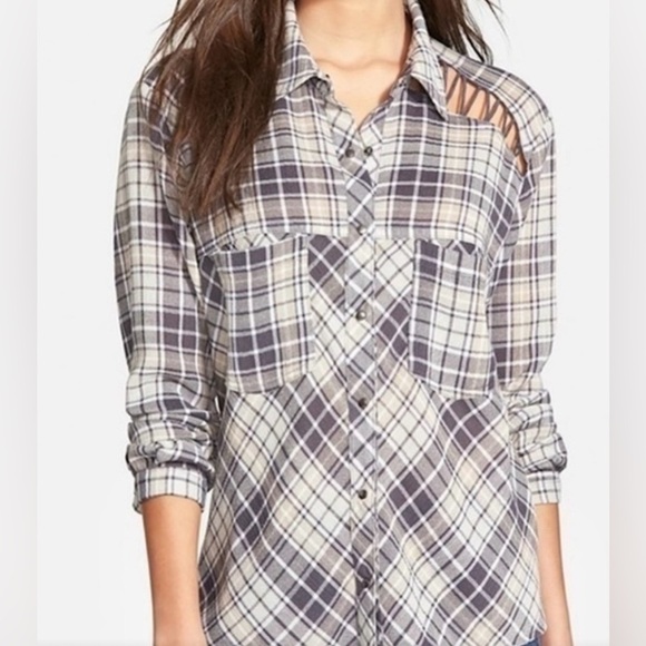 Free People Stitch Detail Plaid Long Sleeves Shirt Gray Multi
XS Runs Big - Picture 2 of 10